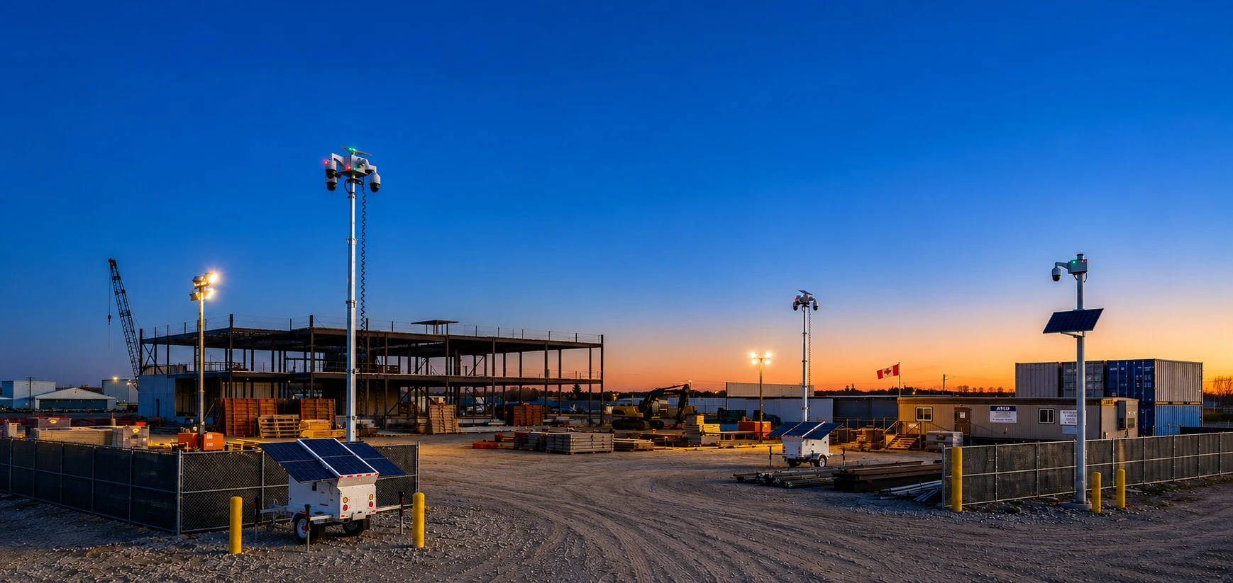 Multiple mobile surveillance units deployed across a construction site